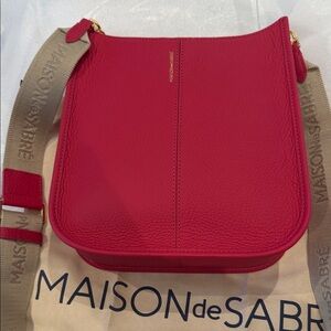 MAISON de SABRÉ Fuschia Leather Crossbody Bag with Branded Strap